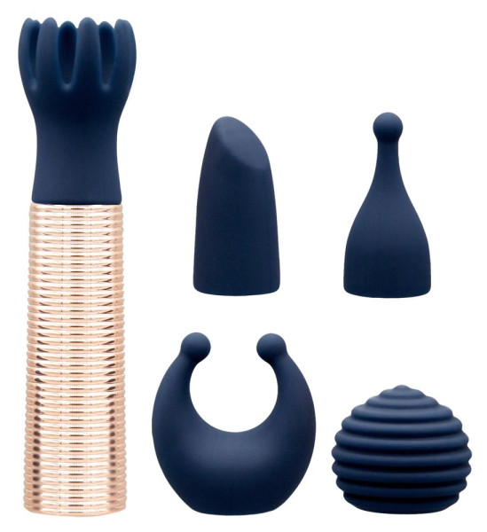 Pillow Talk Secrets Choices 6 Piece Mini Massager Set Navy Blue Rose Gold