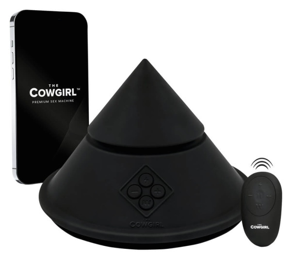 Cowgirl Cone - chytrý stroj na sex s různými polevami (černý)