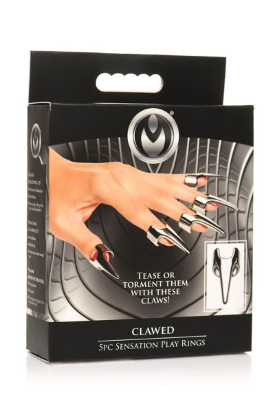 Master Series Clawed 5pc Sensation Play Rings Silver