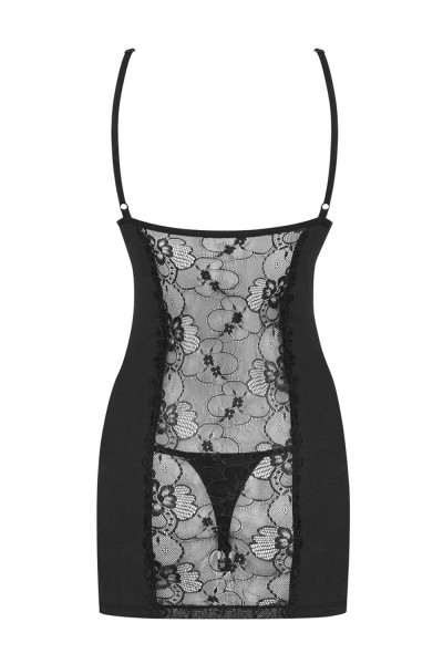 Dámská erotická košilka Heartina chemise black - OBSESSIVE černá L/XL